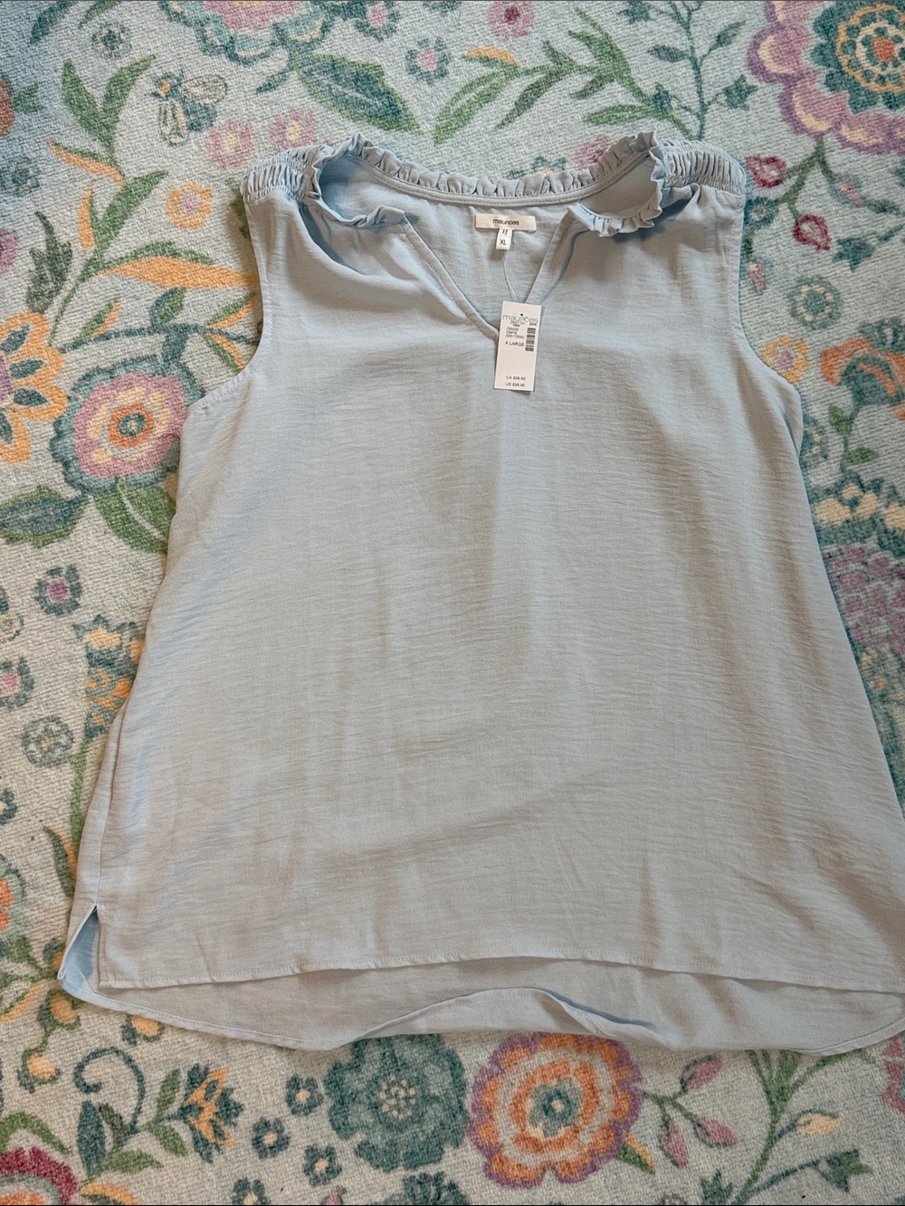 Light Blue Sleeveless Ruffle Neck Top by Maurice’s NWT